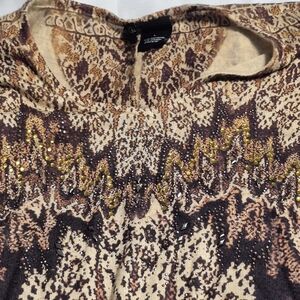 New Directions Beige and Brown Embellished Jacket